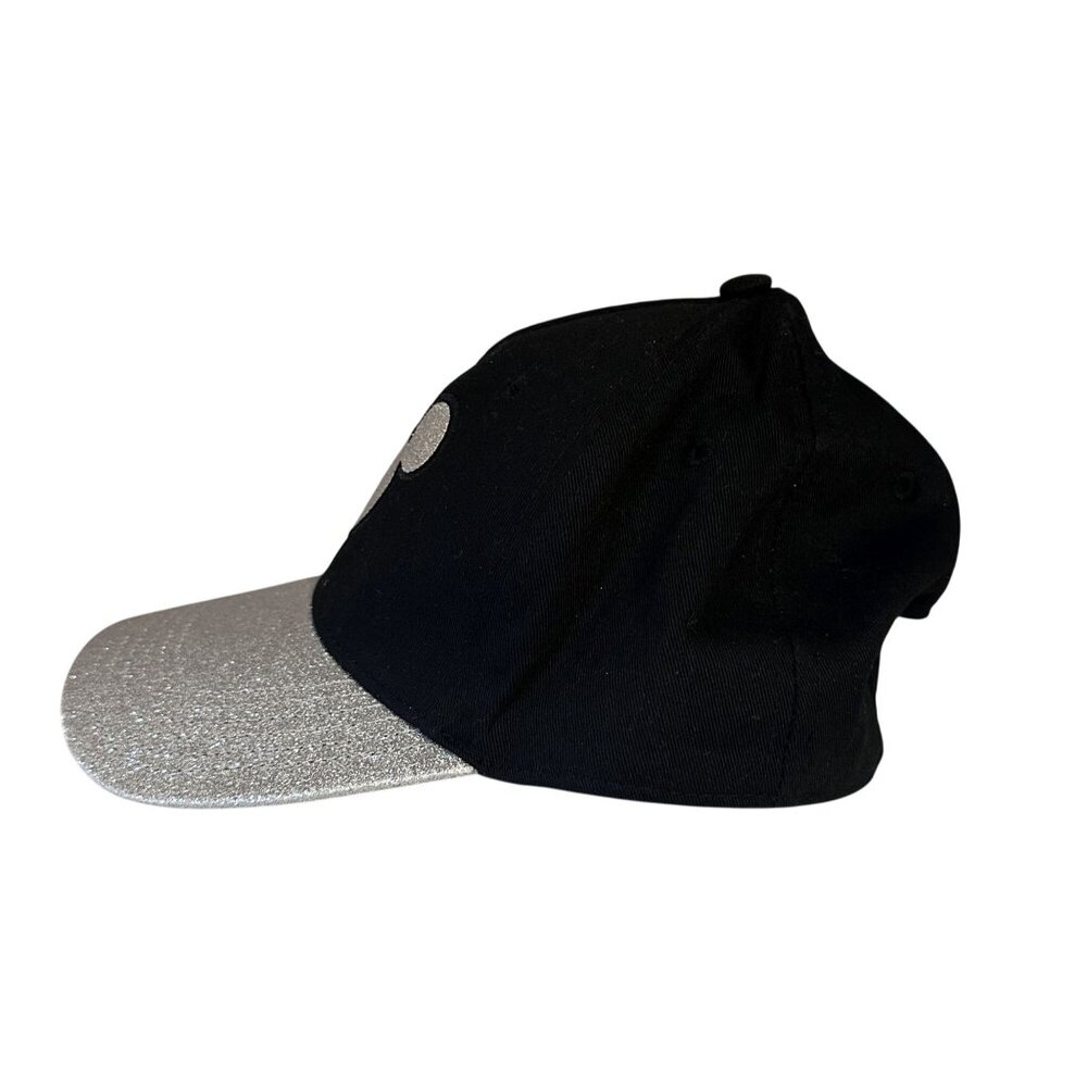 Disney Mickey Mouse Silver Glitter Baseball Cap Hat Adult Black VGC - Picture 4 of 5